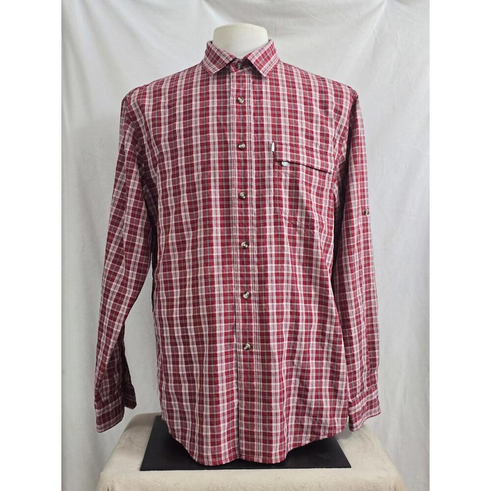 Aigle Men's Red Plaid Long Sleeve Shirt Large